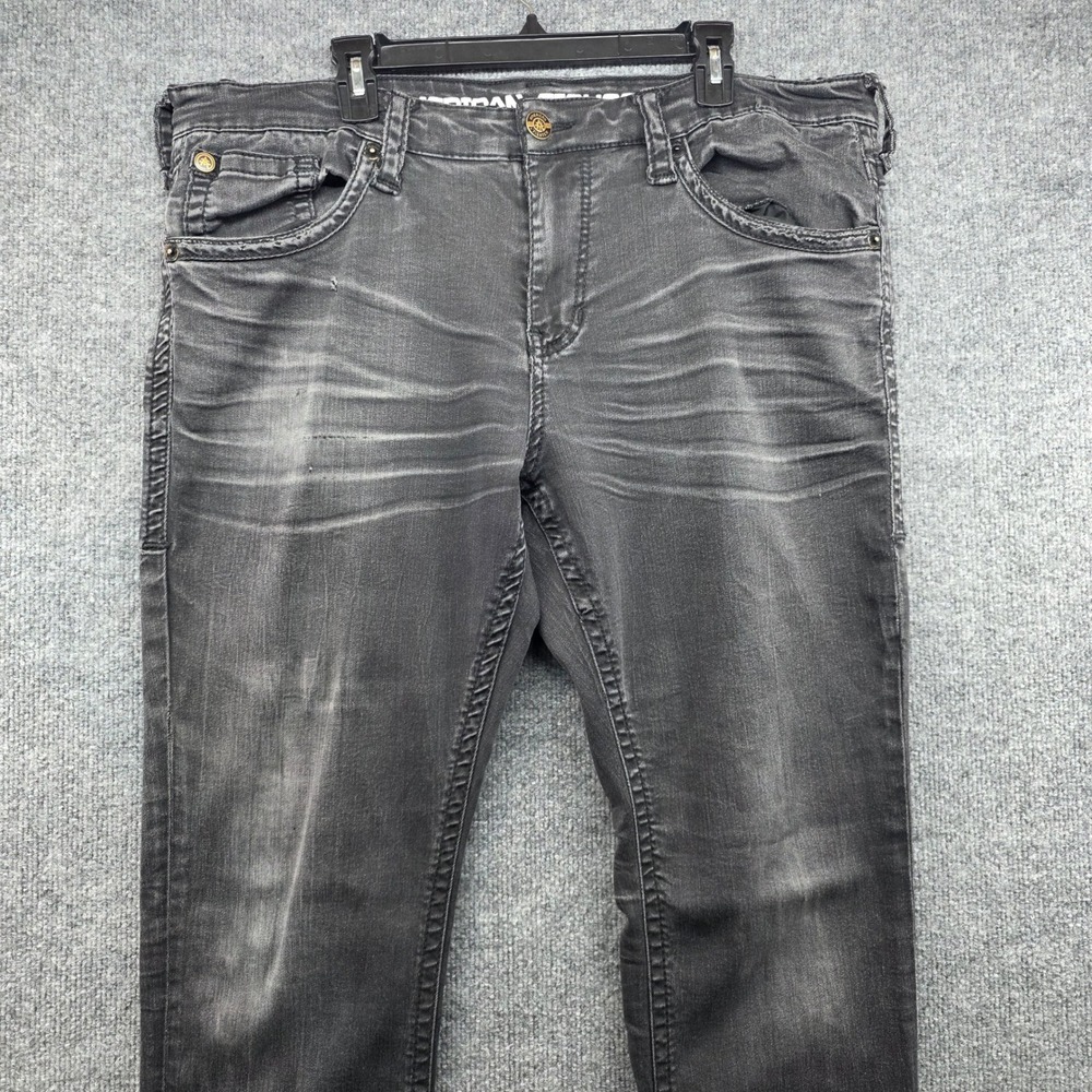American Fighter Men's Black Wash Denim Jeans Defender Size‎ 38x32 Distressed